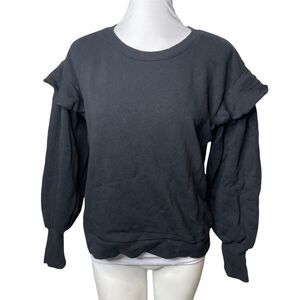 Nation Ltd Helena balloon sleeve ruffle sleeve black XS